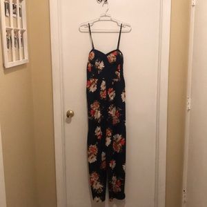 Dark Blue Floral Jumpsuit with adjustable straps